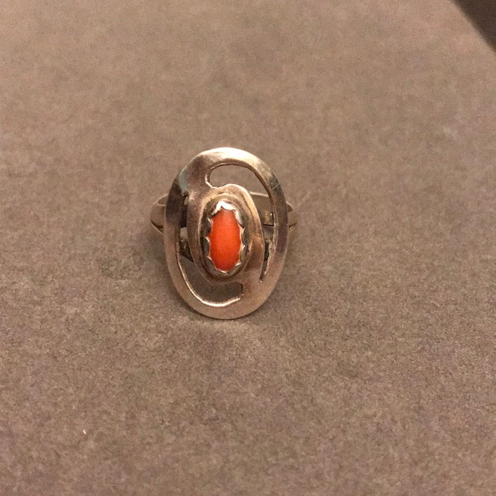 Handmade coral stone ring
